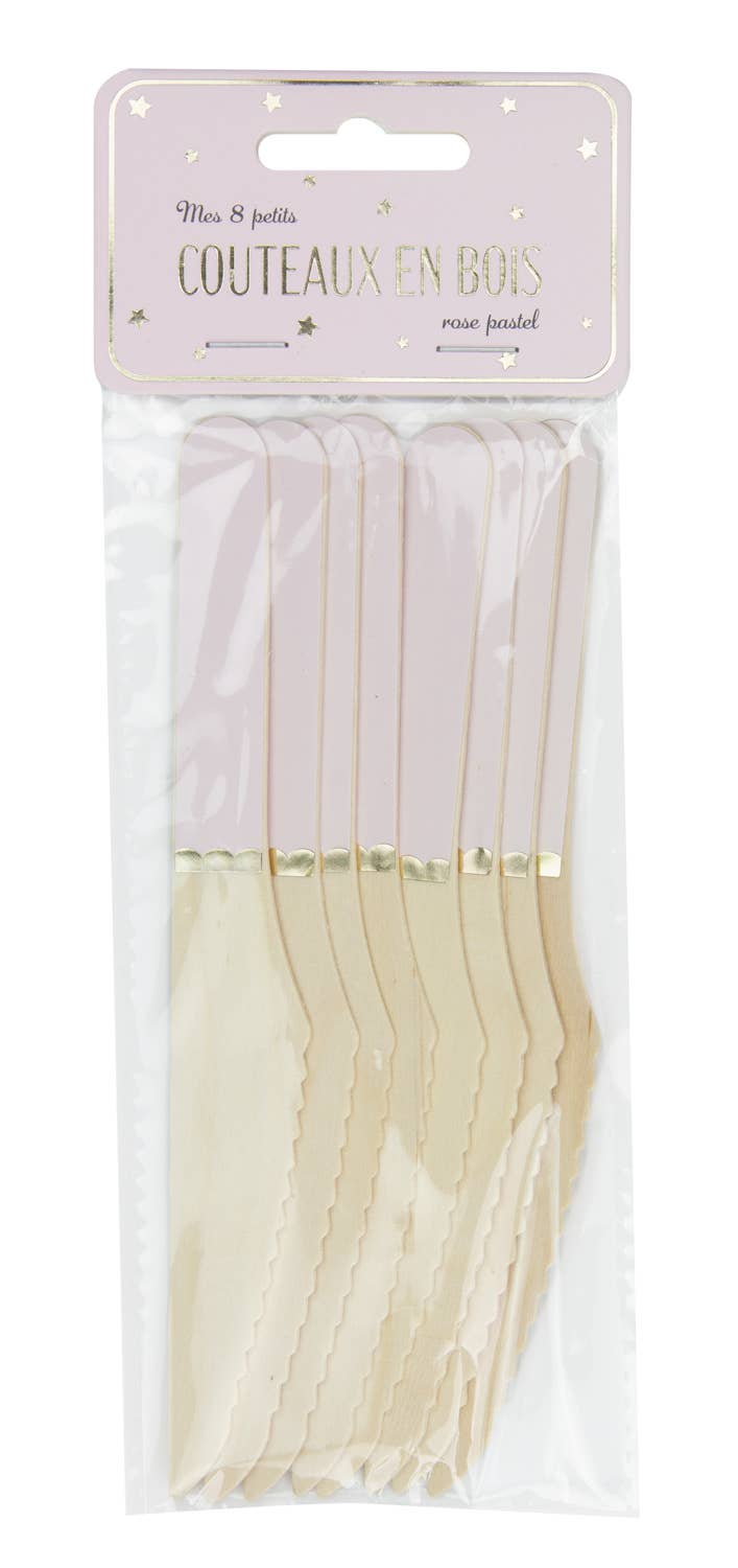 Pink wooden knives X 8