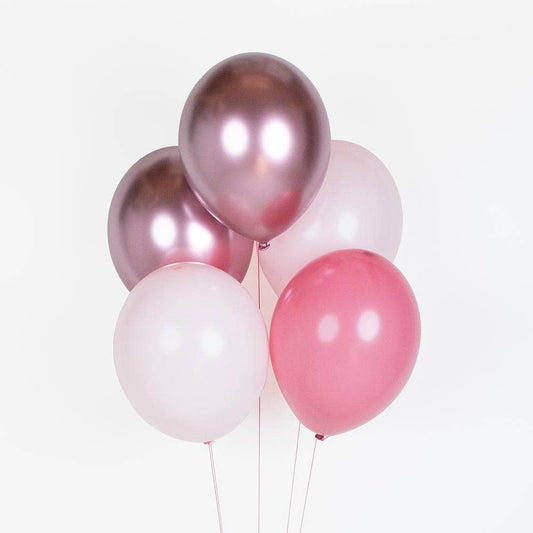 Pink collection latex balloons x 5