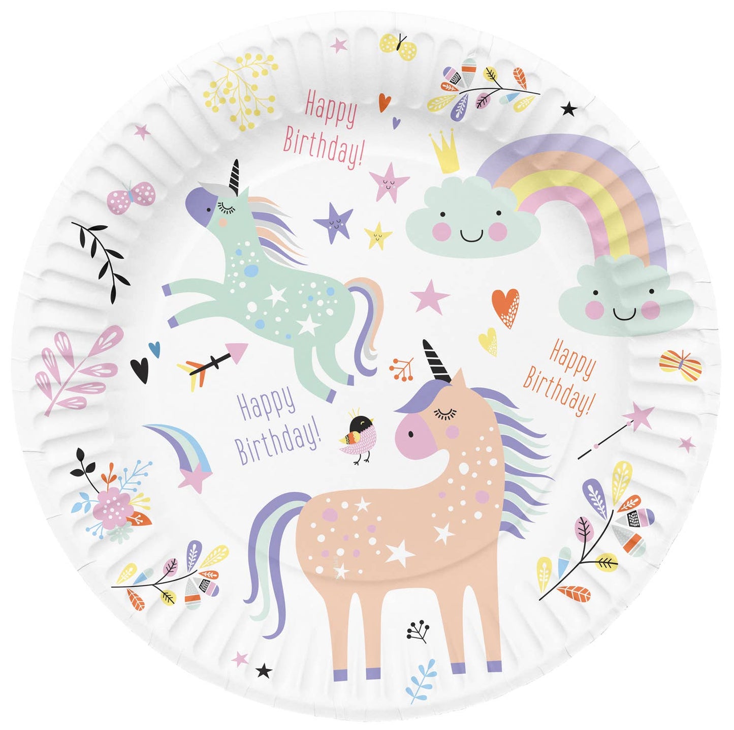 Unicorns & Rainbows plates x 8