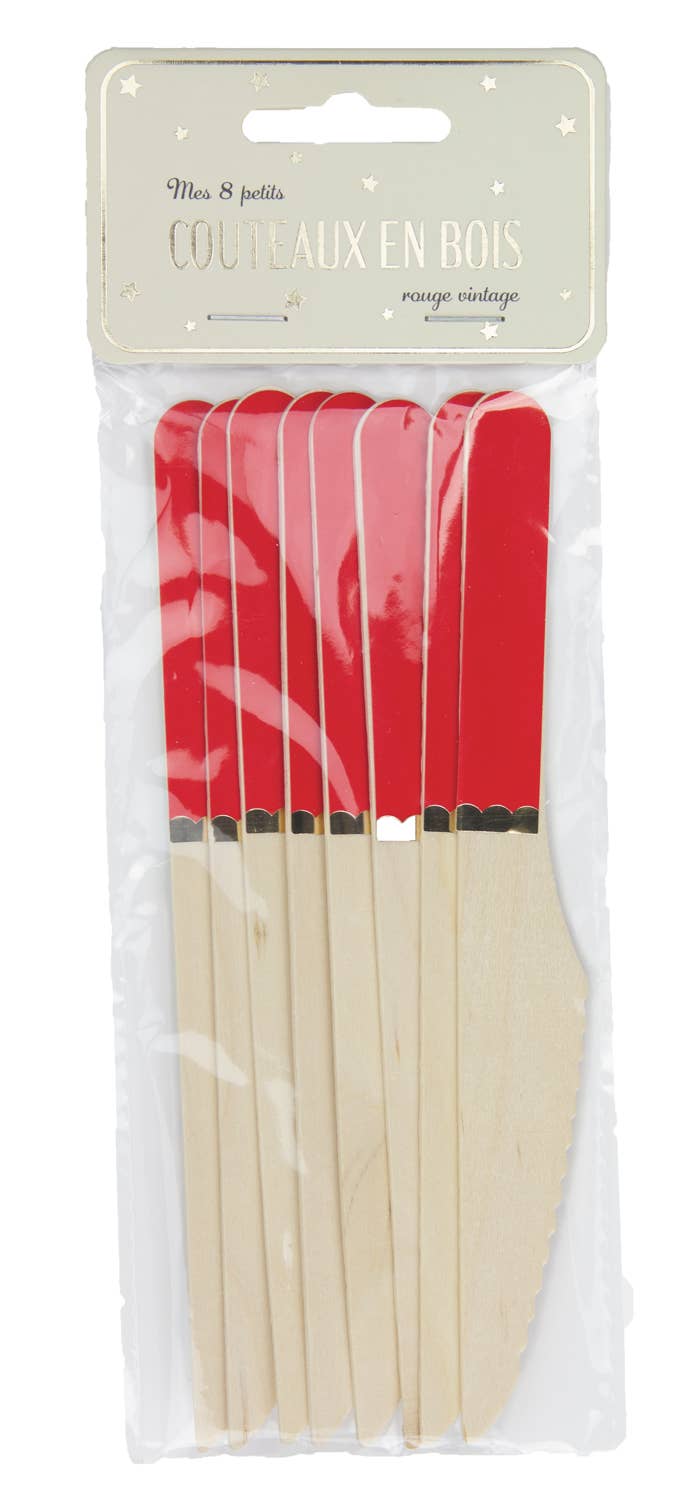 Red wooden knives X 8