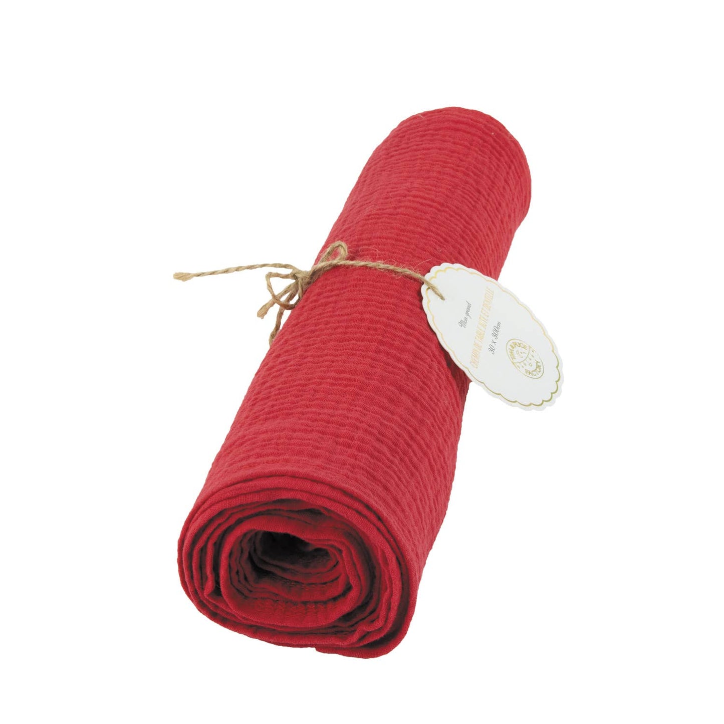 Red cotton gauze table runner