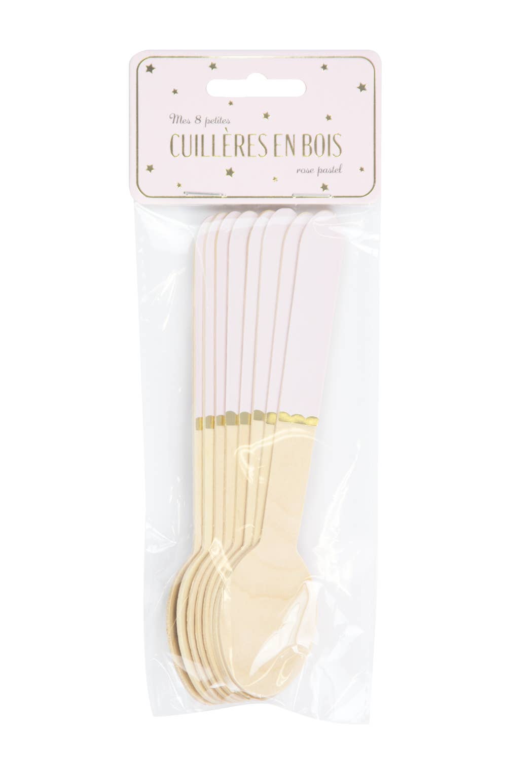 Pink wood spoon X 8