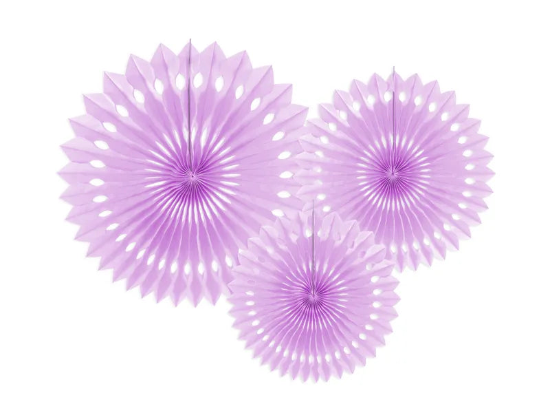 Paper rosettes lavender x 3