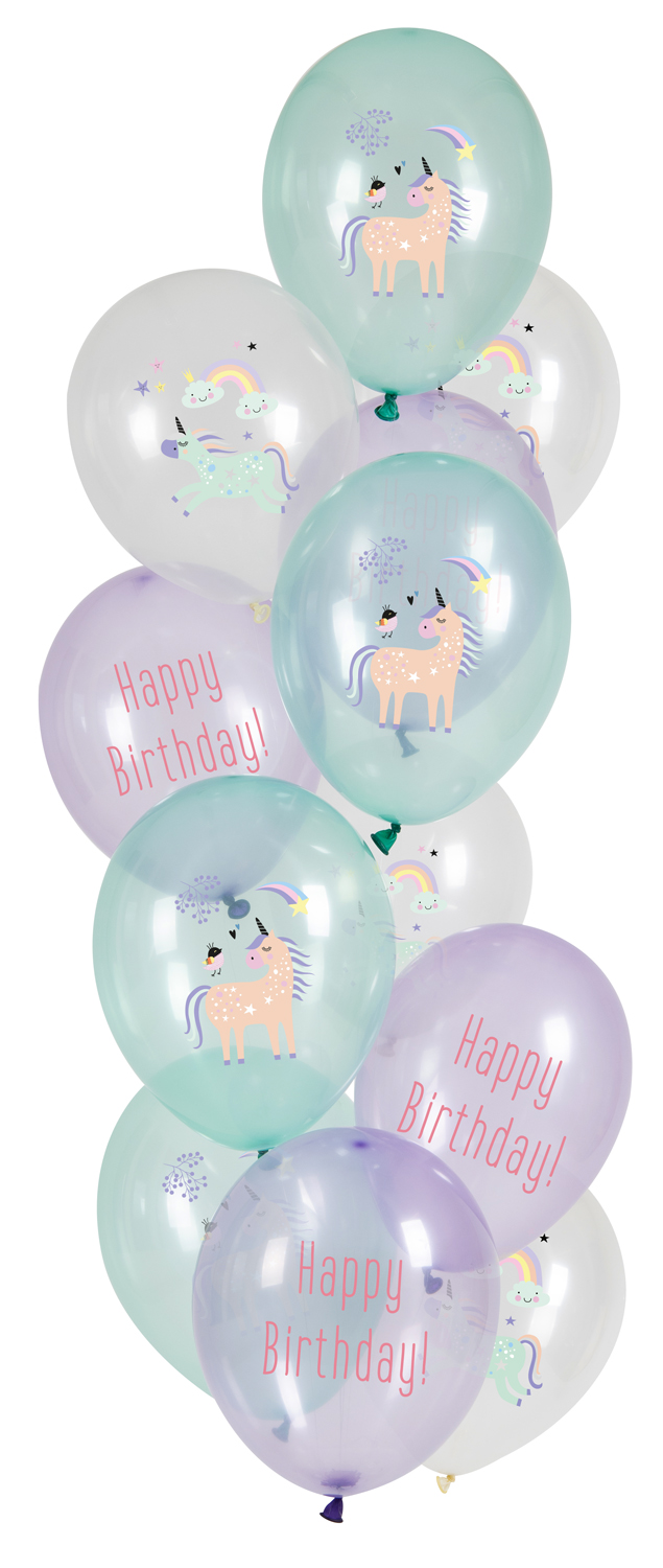 Balloons Unicorns & Rainbow x 12