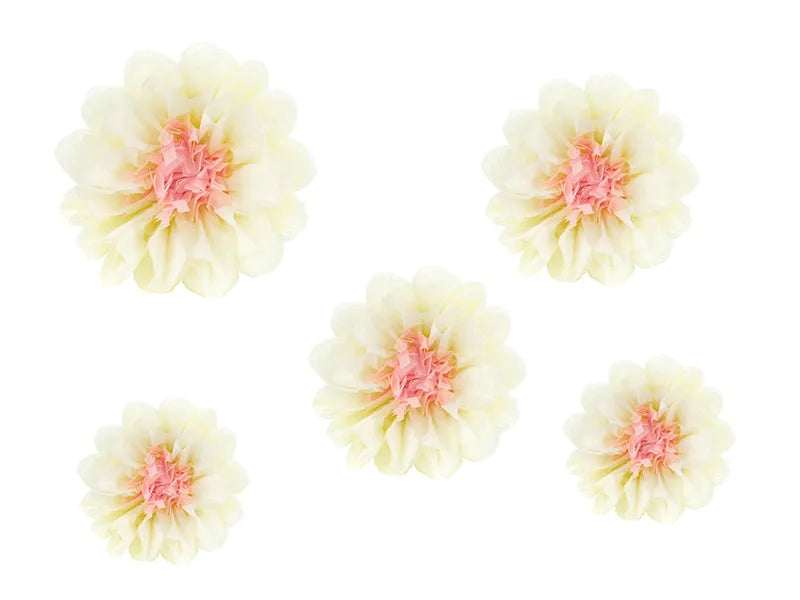 Paper Cream Flowers Decoration (Set of 5)